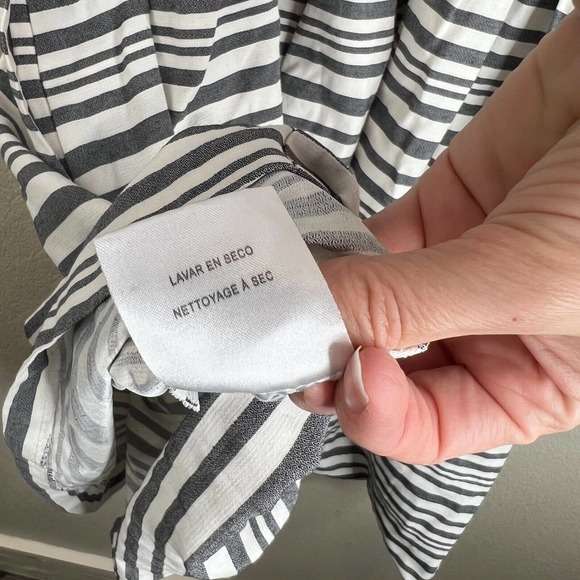 Slate and Willow Womens Dress 0 Striped‎ Open Bow Back Cap Sleeve Black White - Picture 11 of 15